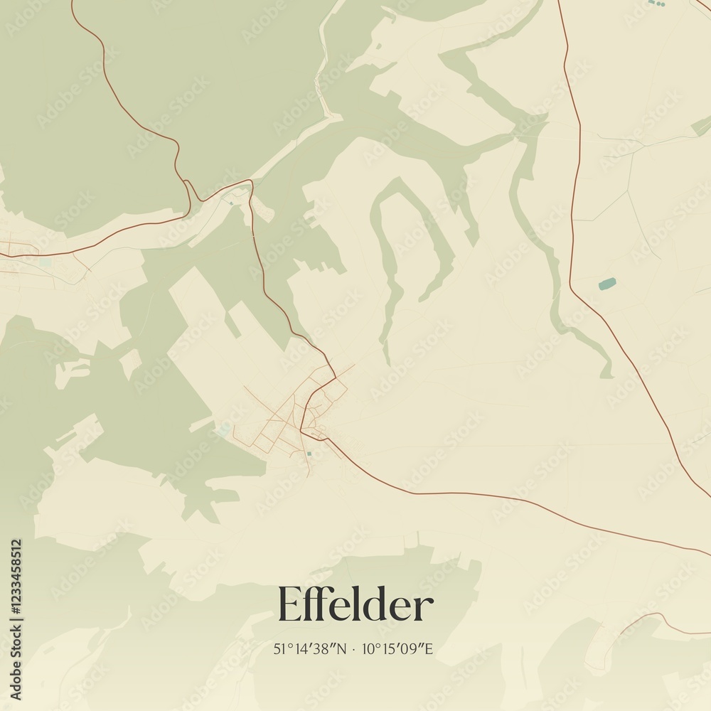 Fototapeta premium Vintage map of Effelder, Germany.