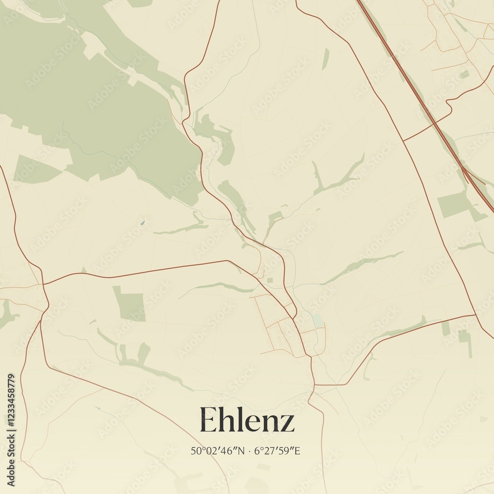 Fototapeta premium Vintage map of Ehlenz, Germany.