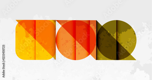 Squares, circles and triangles and grainy noisy texture. Vector Illustration For Wallpaper, Banner, Background, Card, Book Illustration, landing page