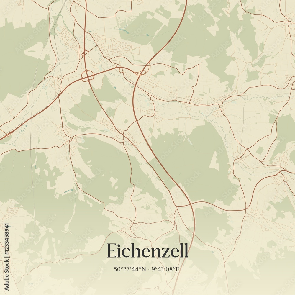 Naklejka premium Vintage map of Eichenzell, Germany.