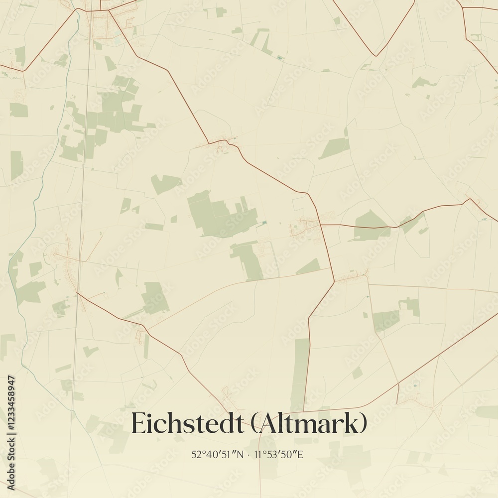 Fototapeta premium Vintage map of Eichstedt (Altmark), Germany.