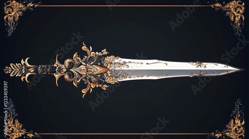 Exquisite Fantasy Dagger with Elegant Floral Patterns and Luxurious Gold Accents for Design Inspiration
