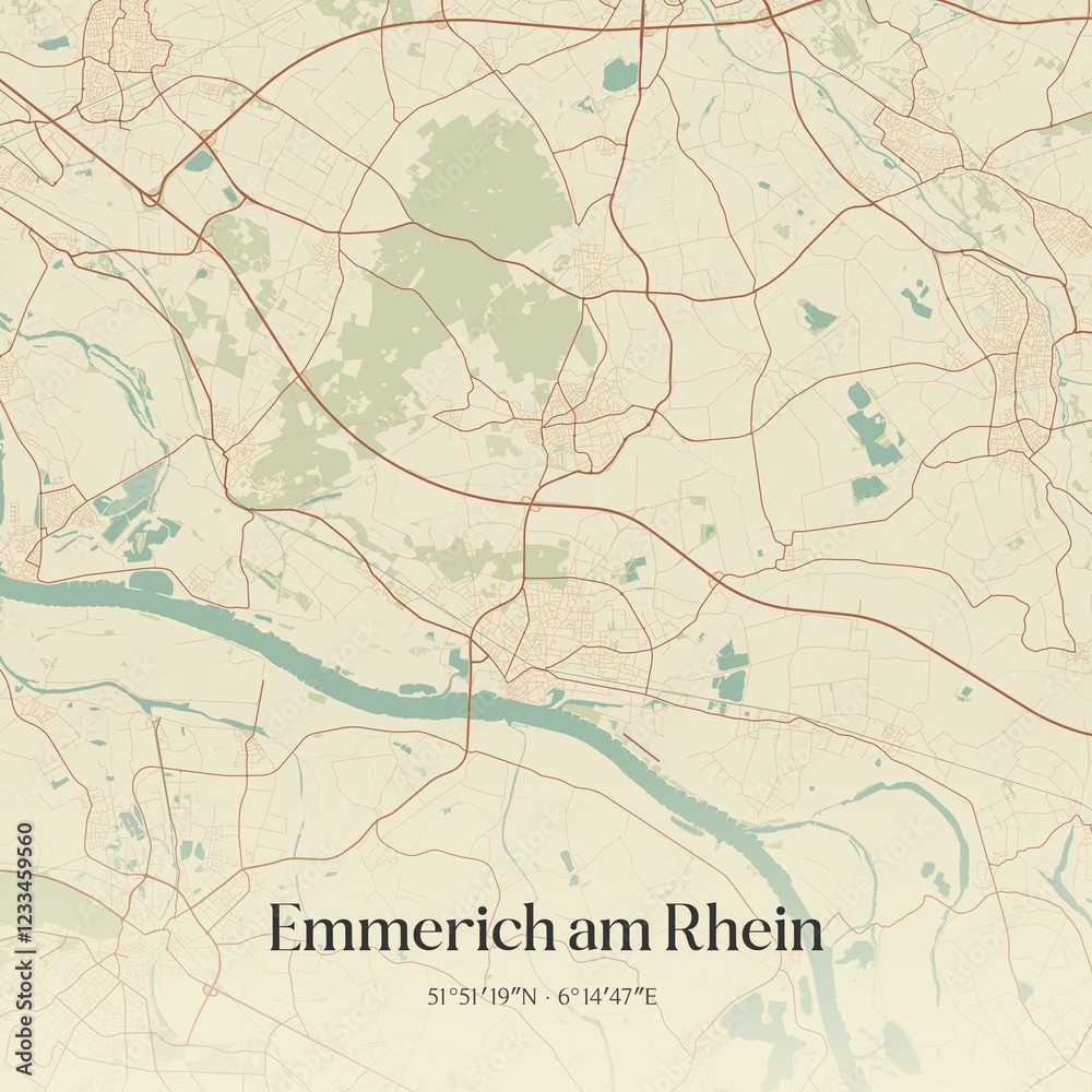 Obraz premium Vintage map of Emmerich am Rhein, Germany.