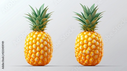 Vibrant 3D Pineapple Icon for Tropical Fruit Designs and Projects