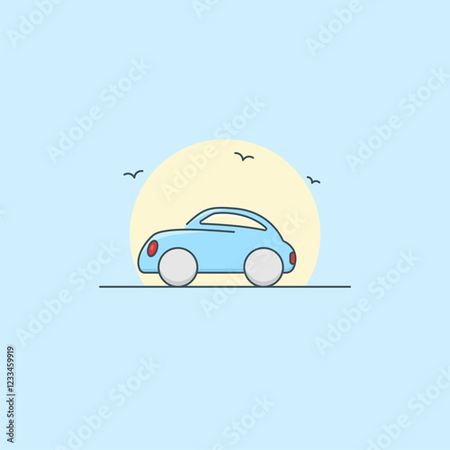 Volkswagen Beetle car vector illustration, frog car icon