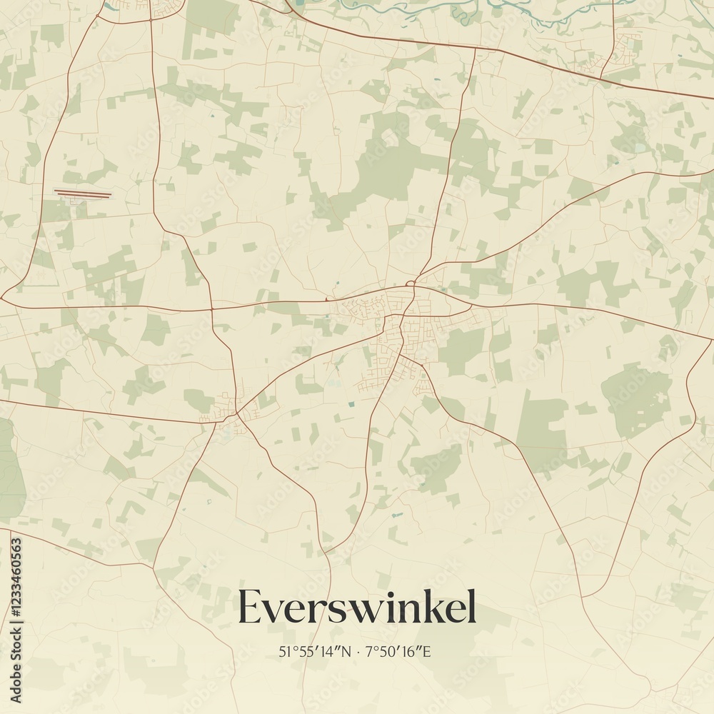 Fototapeta premium Vintage map of Everswinkel, Germany.