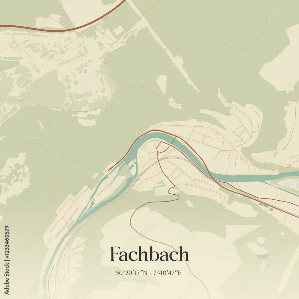 Obraz premium Vintage map of Fachbach, Germany.