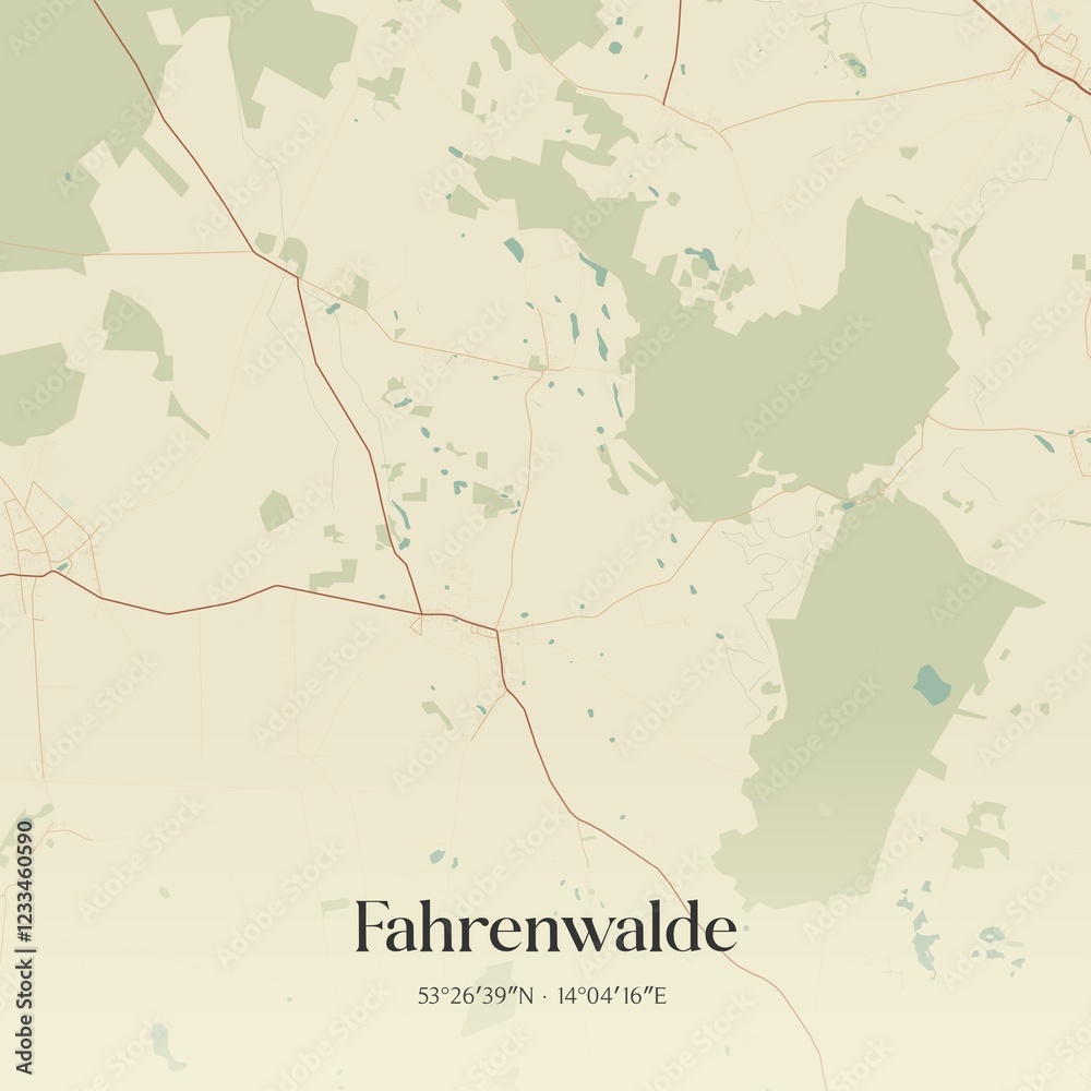 Fototapeta premium Vintage map of Fahrenwalde, Germany.