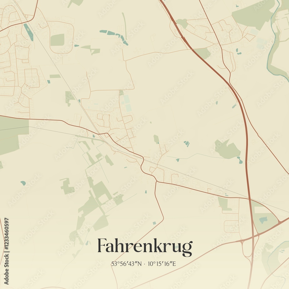 Fototapeta premium Vintage map of Fahrenkrug, Germany.