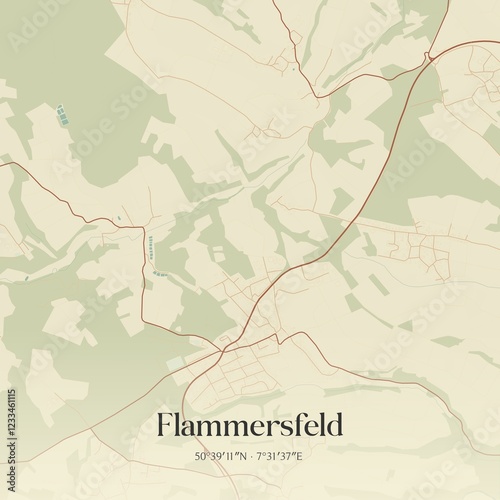 Vintage map of Flammersfeld, Germany. photo