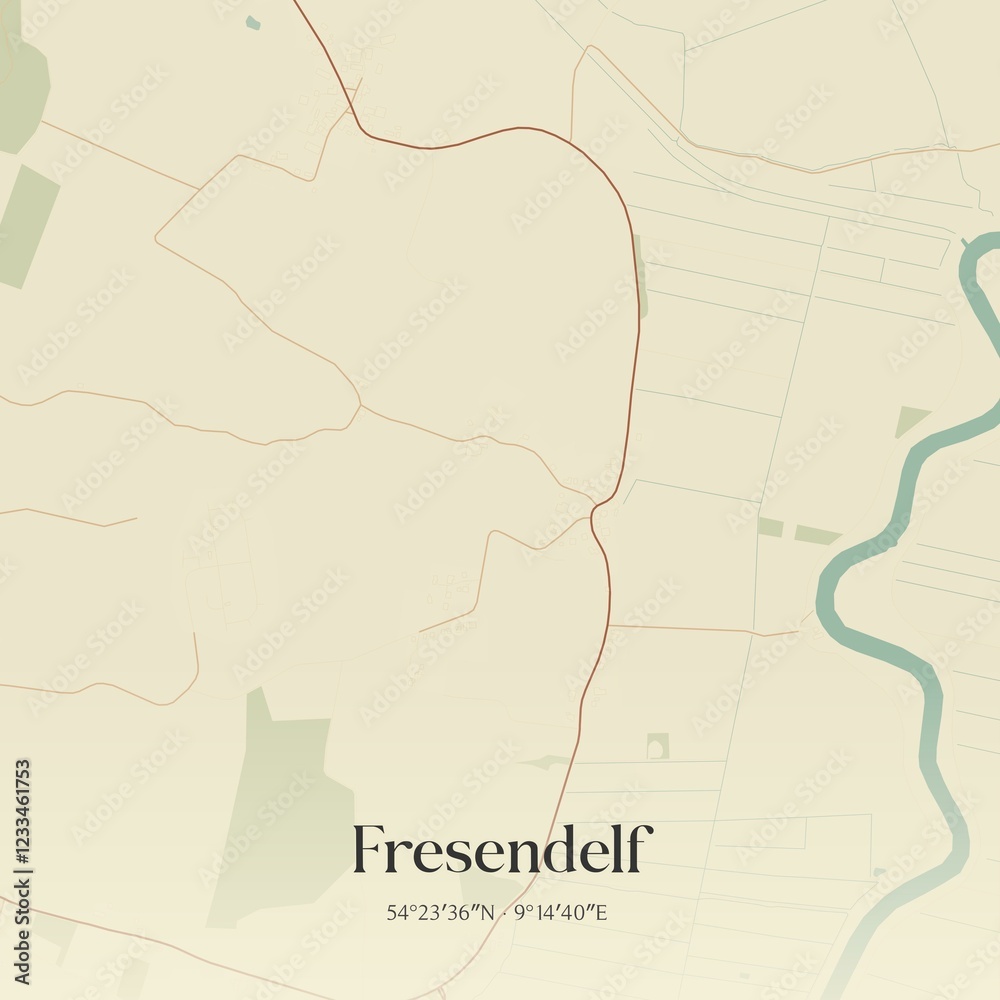 Fototapeta premium Vintage map of Fresendelf, Germany.