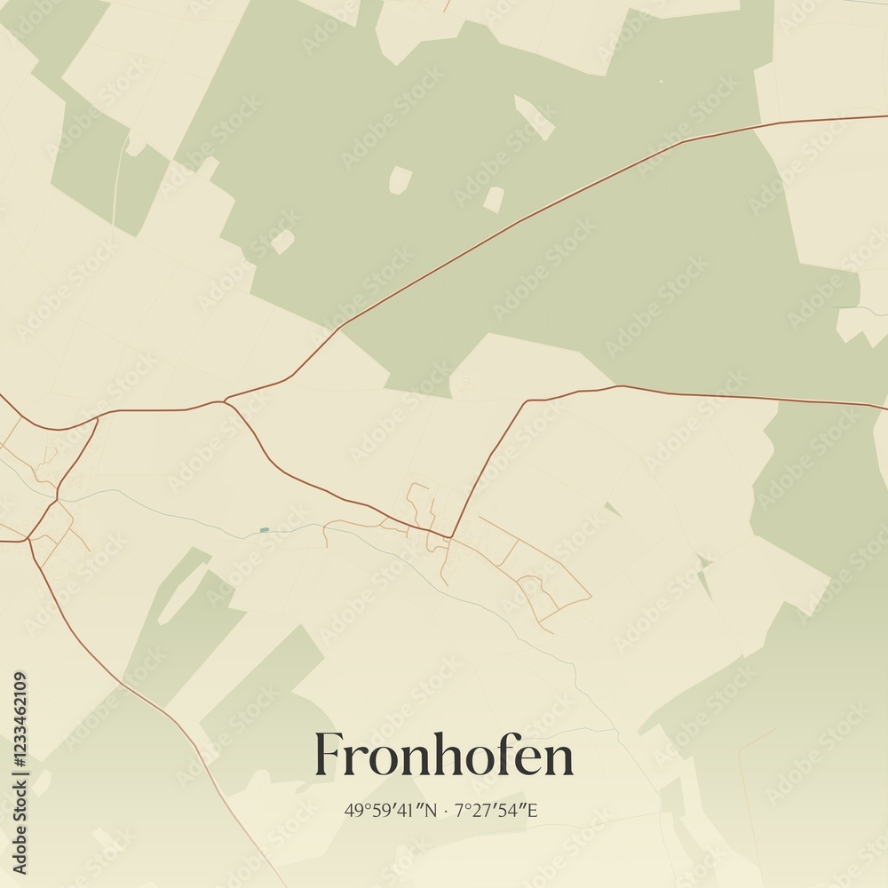 Fototapeta premium Vintage map of Fronhofen, Germany.