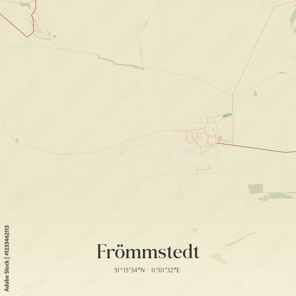 Obraz premium Vintage map of Frommstedt, Germany.