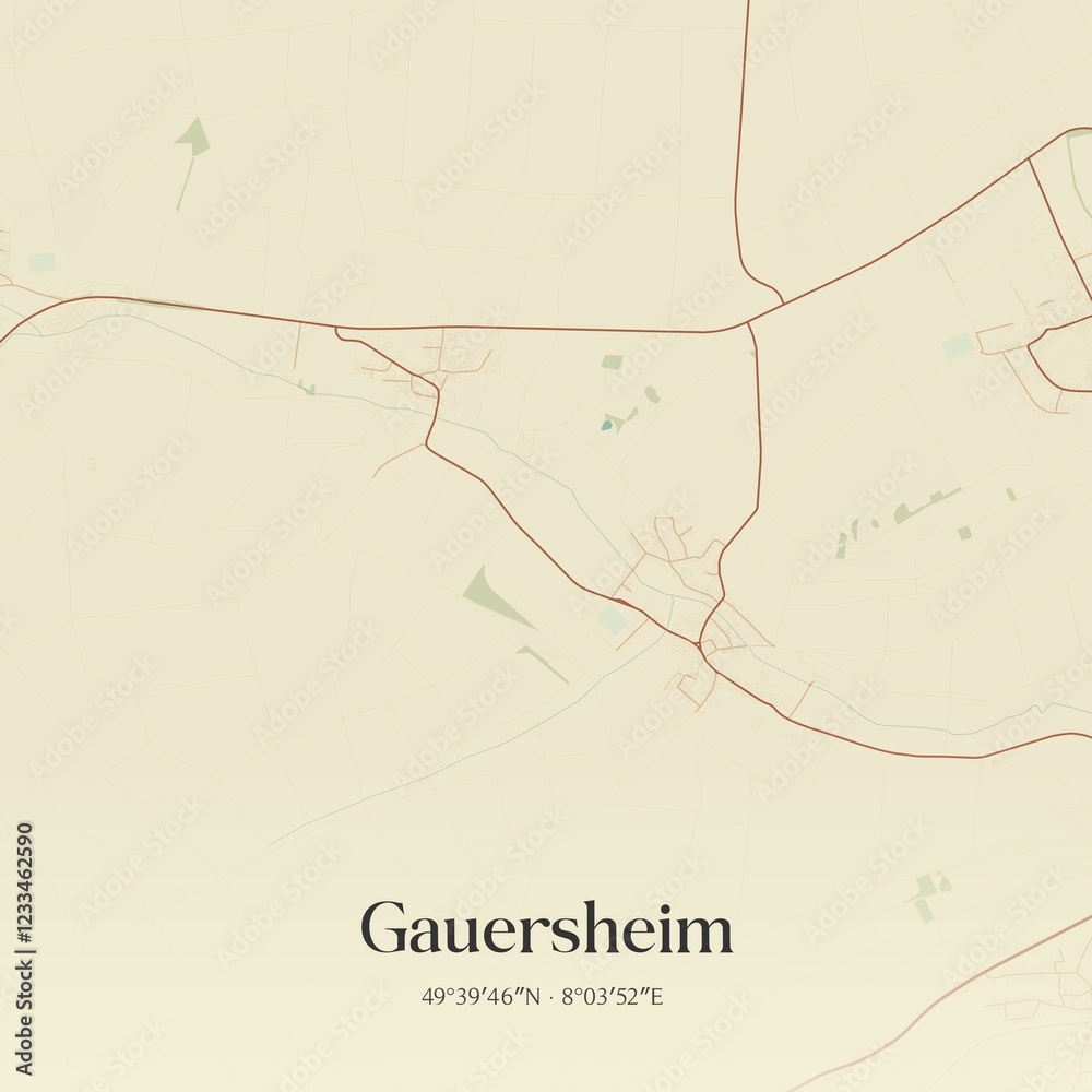 Obraz premium Vintage map of Gauersheim, Germany.