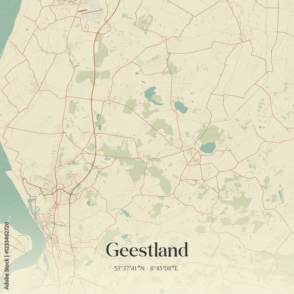 Vintage map of Geestland, Germany.