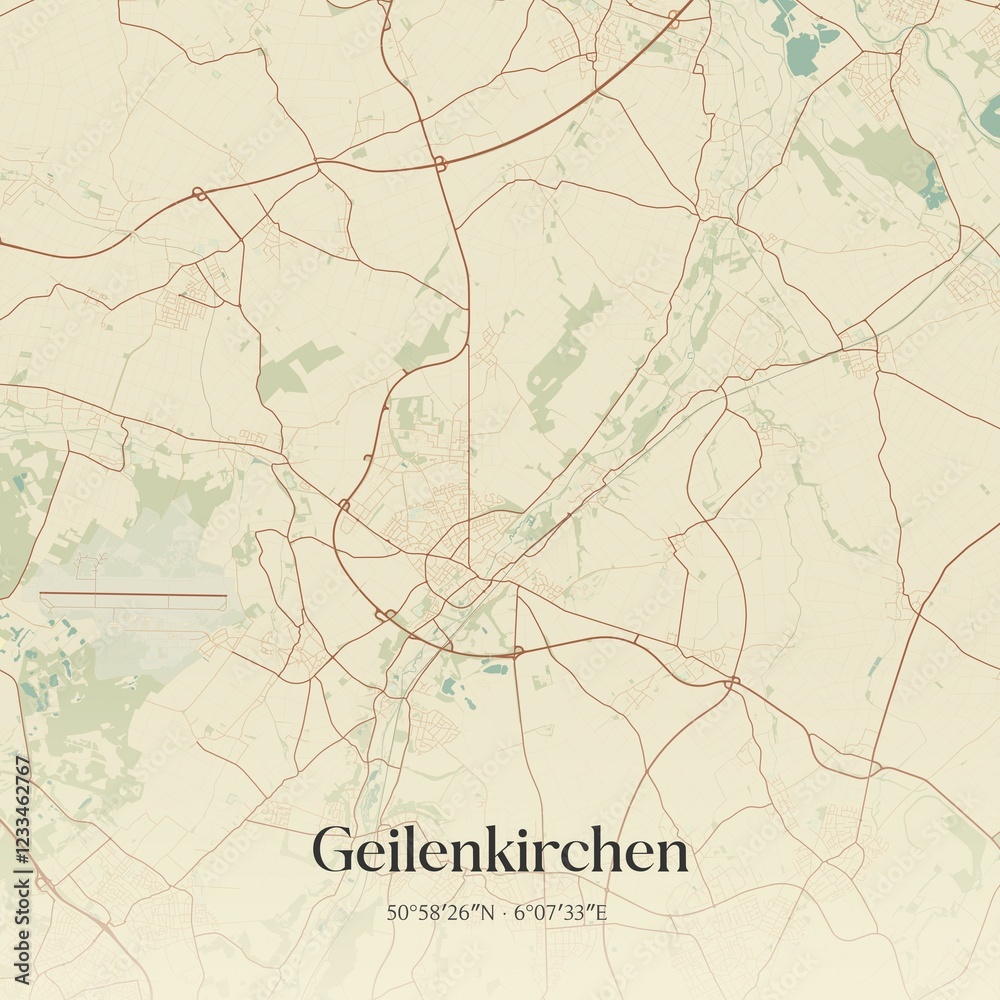 Fototapeta premium Vintage map of Geilenkirchen, Germany.
