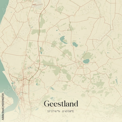 Obraz na płótnie Vintage map of Geestland, Germany. w salonie