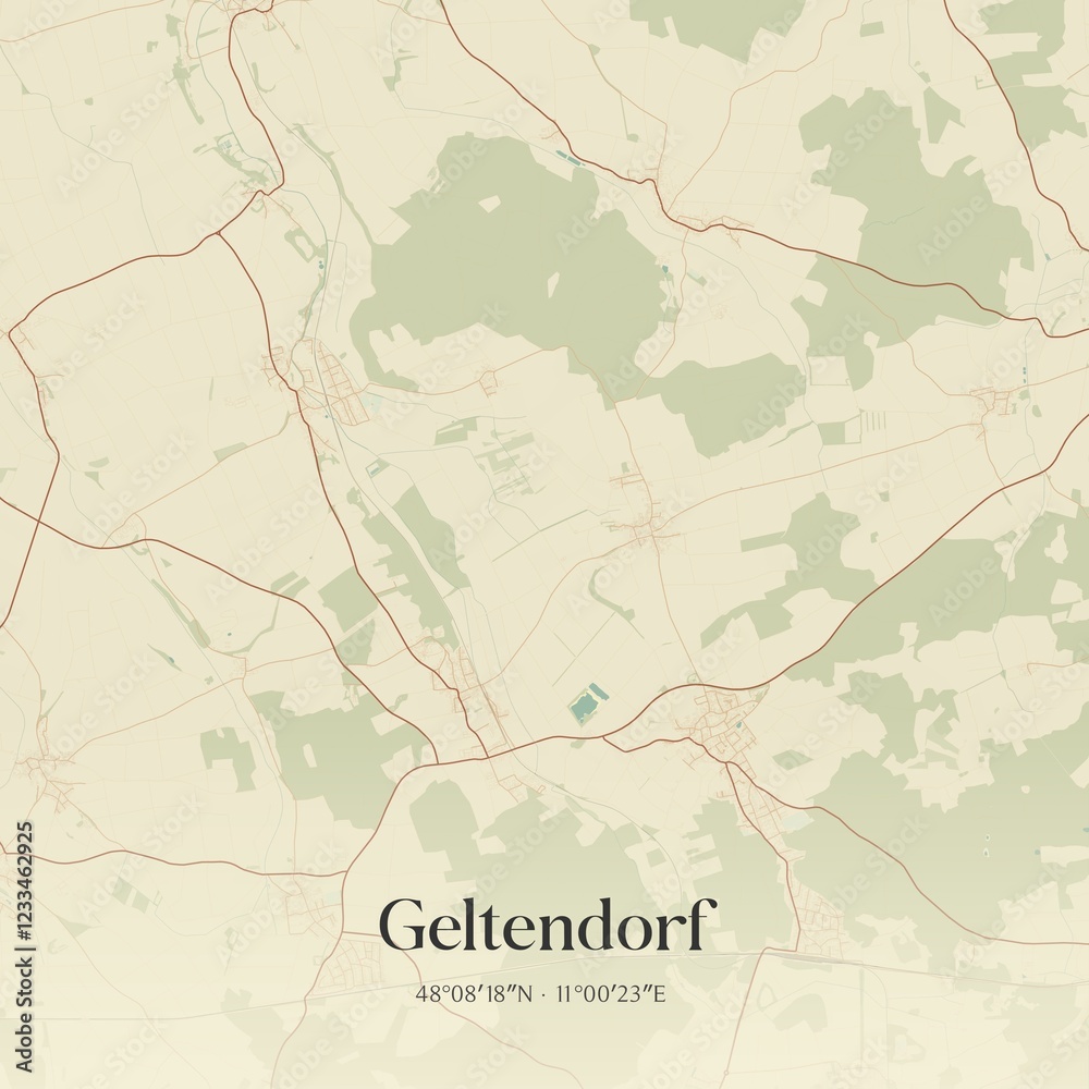 Fototapeta premium Vintage map of Geltendorf, Germany.