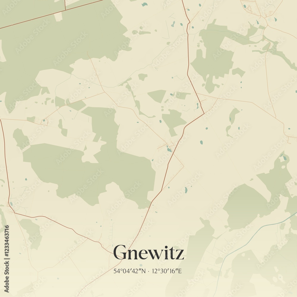Fototapeta premium Vintage map of Gnewitz, Germany.