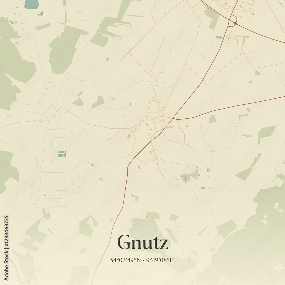 Obraz premium Vintage map of Gnutz, Germany.