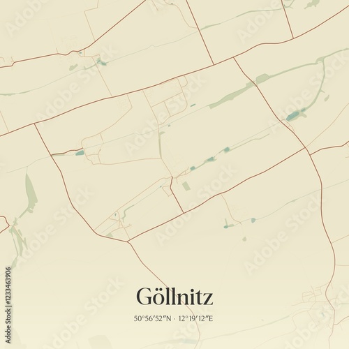 Vintage map of Gollnitz, Germany. photo