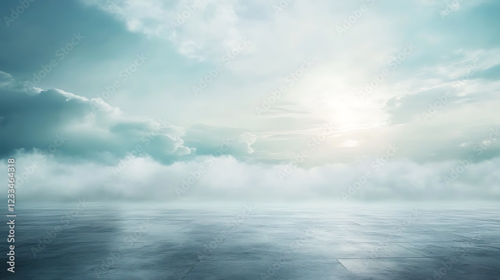 Serene Sky Above Misty Ground A Peaceful Scene Serene Sky Above Misty Ground A Peaceful Scene