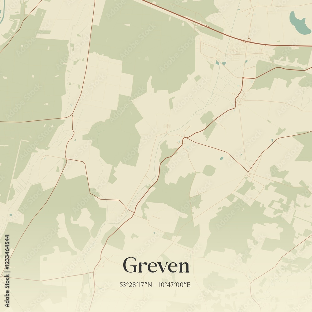 Fototapeta premium Vintage map of Greven, Germany.