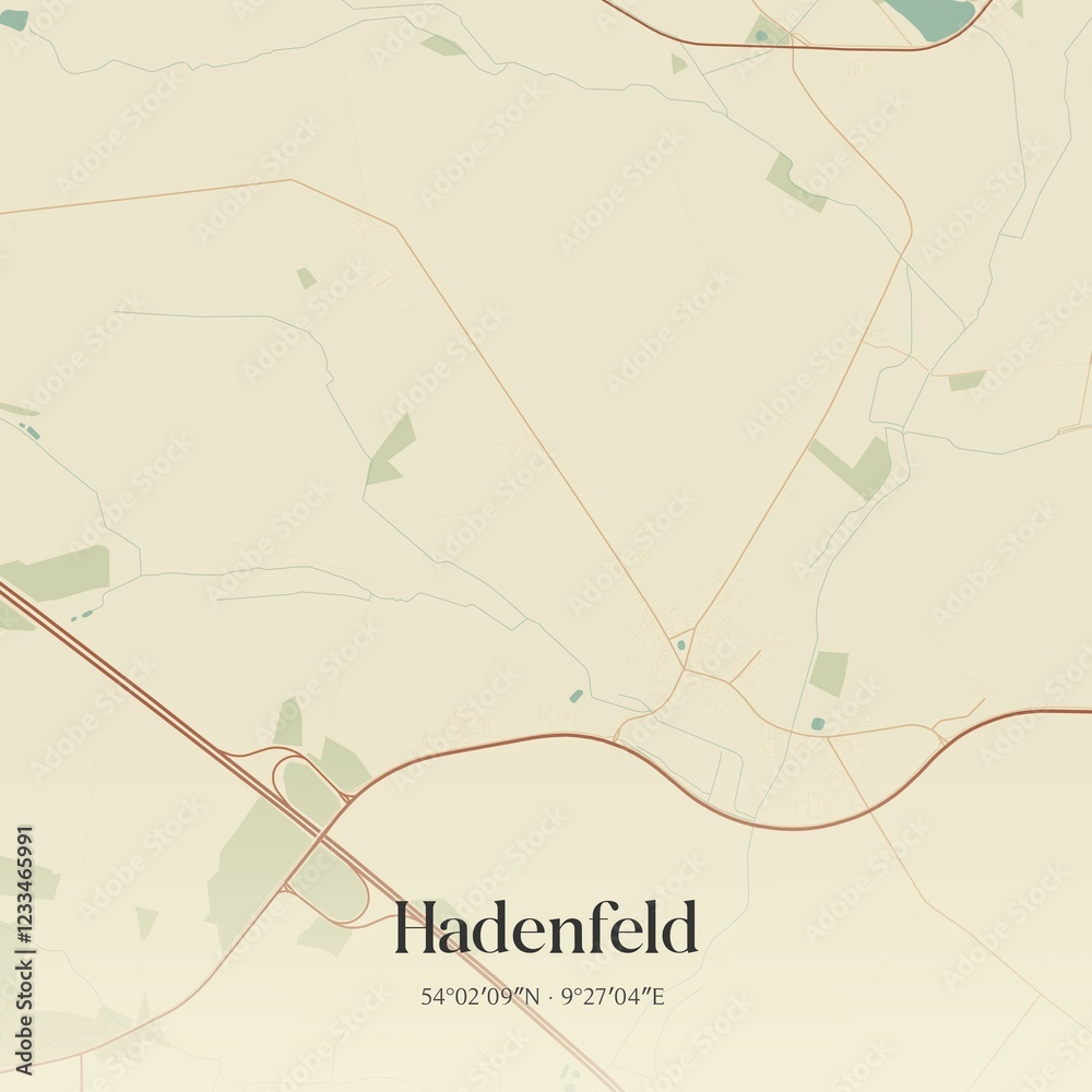 Obraz premium Vintage map of Hadenfeld, Germany.