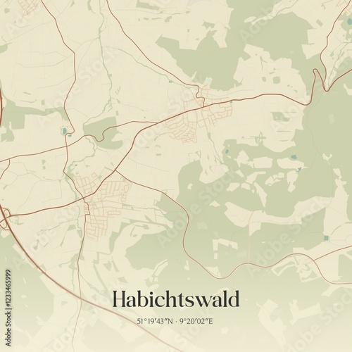 Vintage map of Habichtswald, Germany. photo