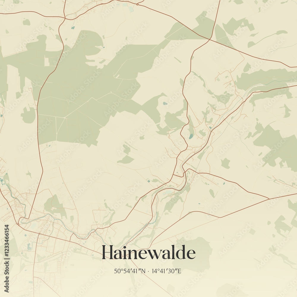 Obraz premium Vintage map of Hainewalde, Germany.