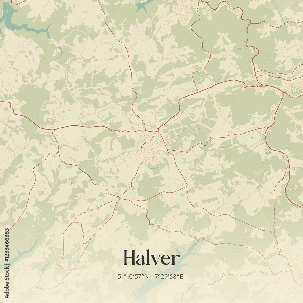 Fototapeta premium Vintage map of Halver, Germany.