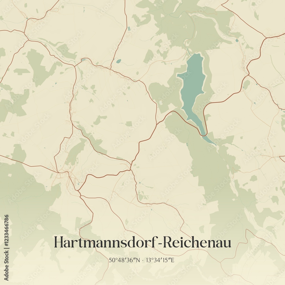 Obraz premium Vintage map of Hartmannsdorf-Reichenau, Germany.