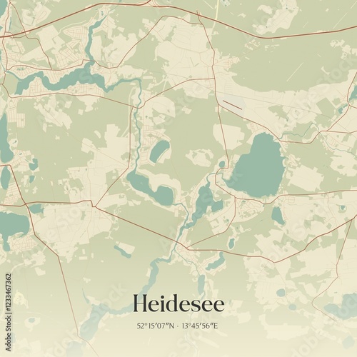 Vintage map of Heidesee, Germany. photo