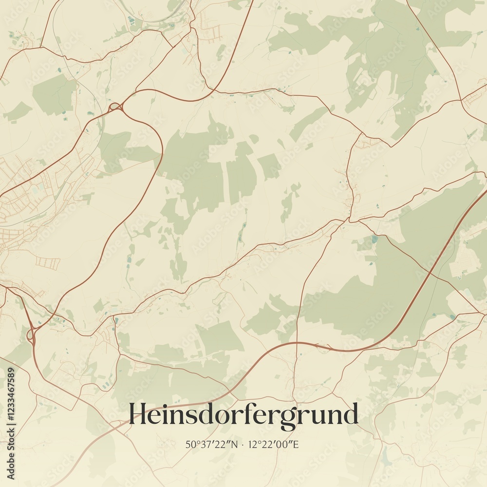 Obraz premium Vintage map of Heinsdorfergrund, Germany.