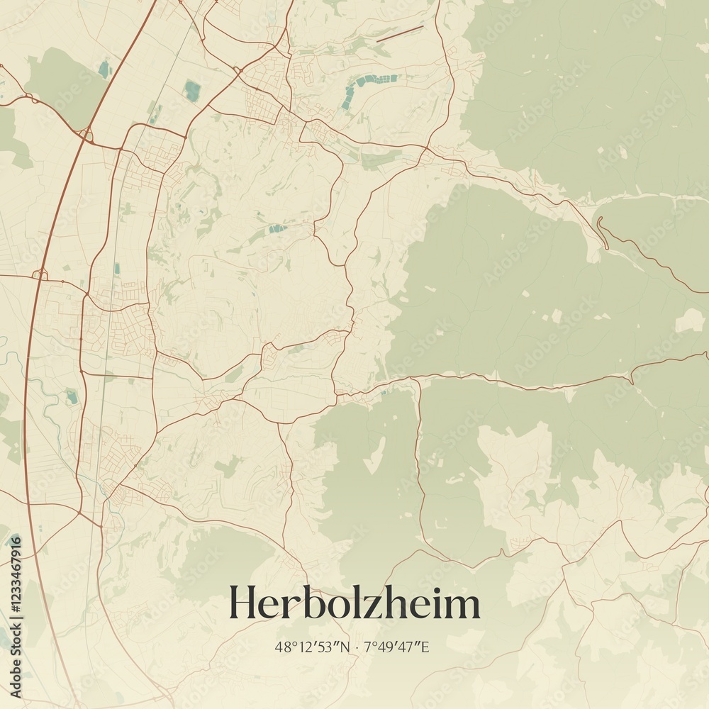 Naklejka premium Vintage map of Herbolzheim, Germany.