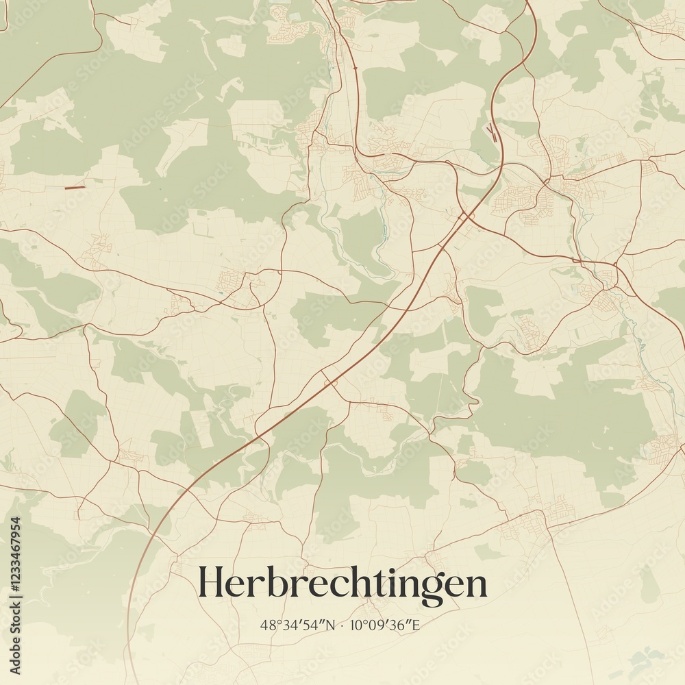 Fototapeta premium Vintage map of Herbrechtingen, Germany.