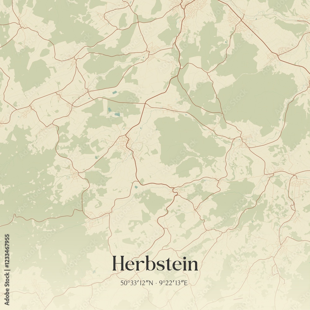 Fototapeta premium Vintage map of Herbstein, Germany.