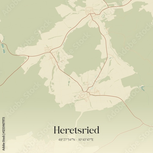 Vintage map of Heretsried, Germany. photo