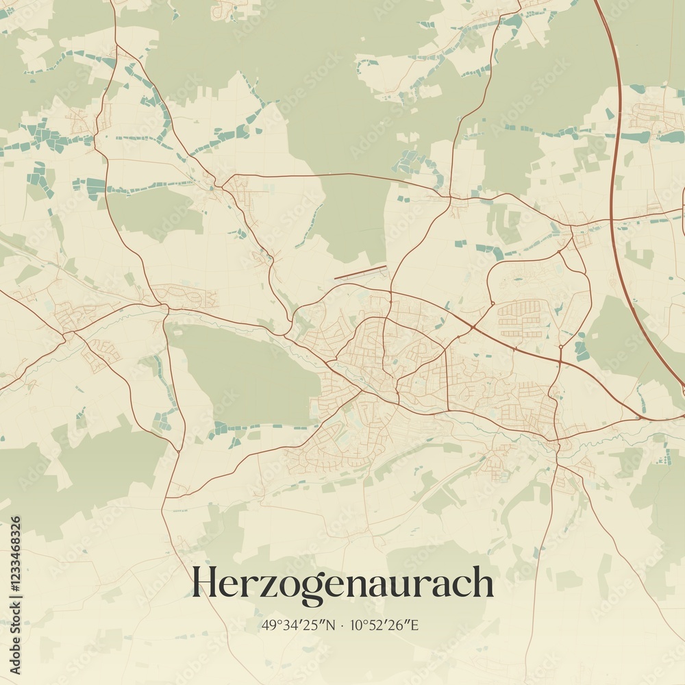Naklejka premium Vintage map of Herzogenaurach, Germany.