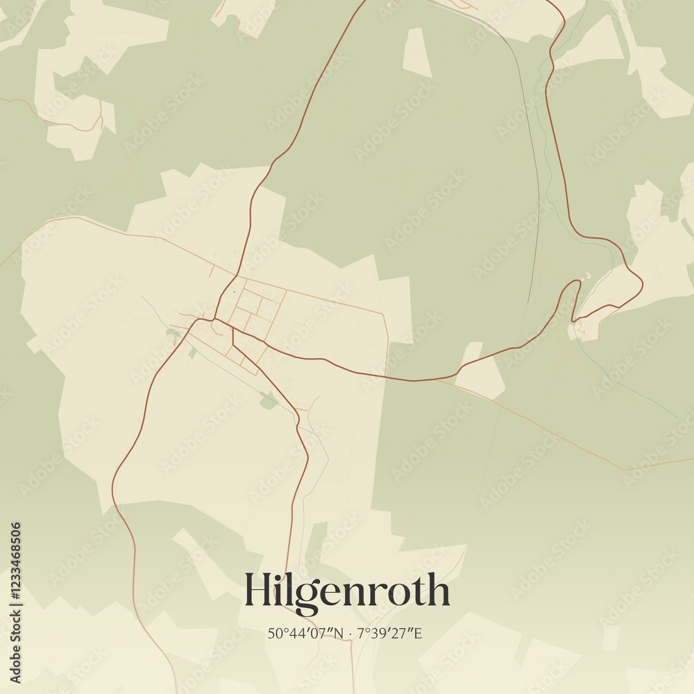Fototapeta premium Vintage map of Hilgenroth, Germany.