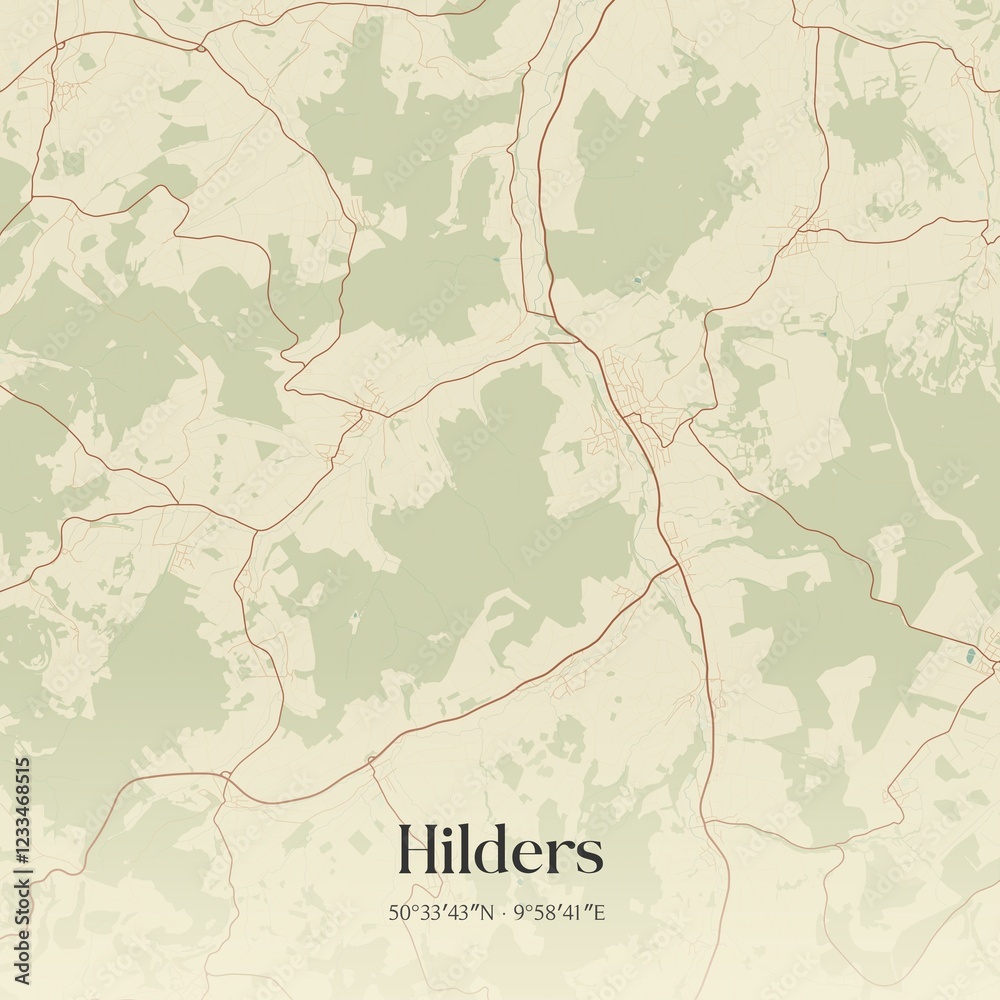 Fototapeta premium Vintage map of Hilders, Germany.