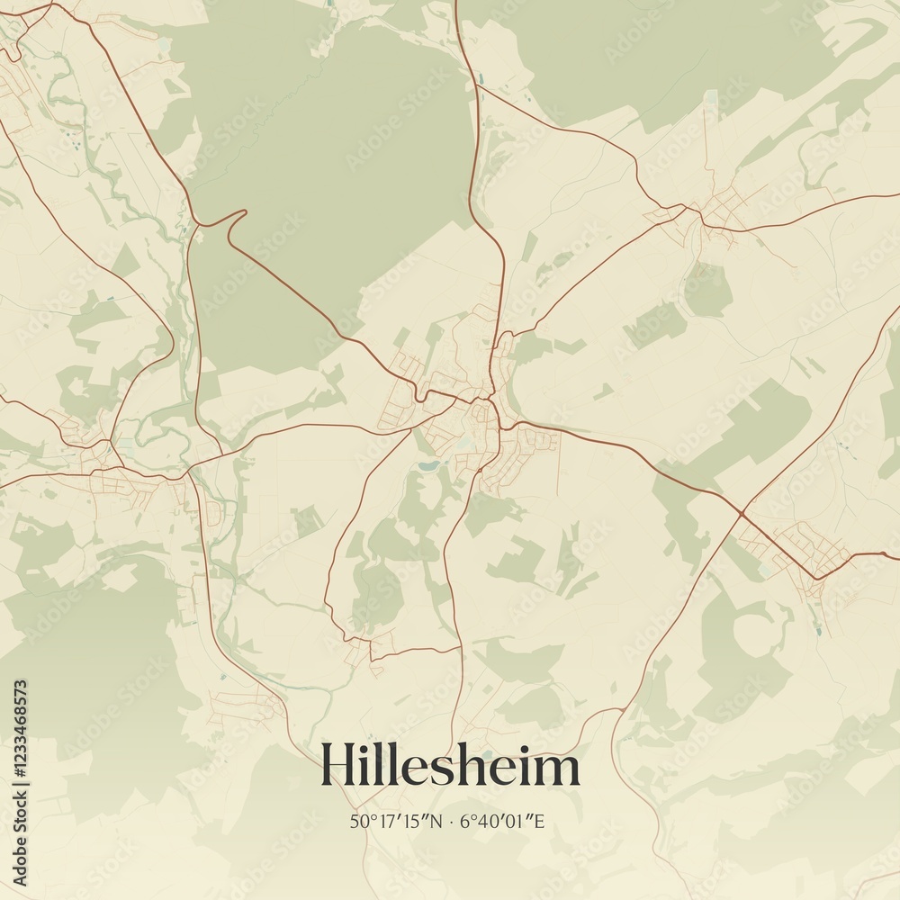 Fototapeta premium Vintage map of Hillesheim, Germany.
