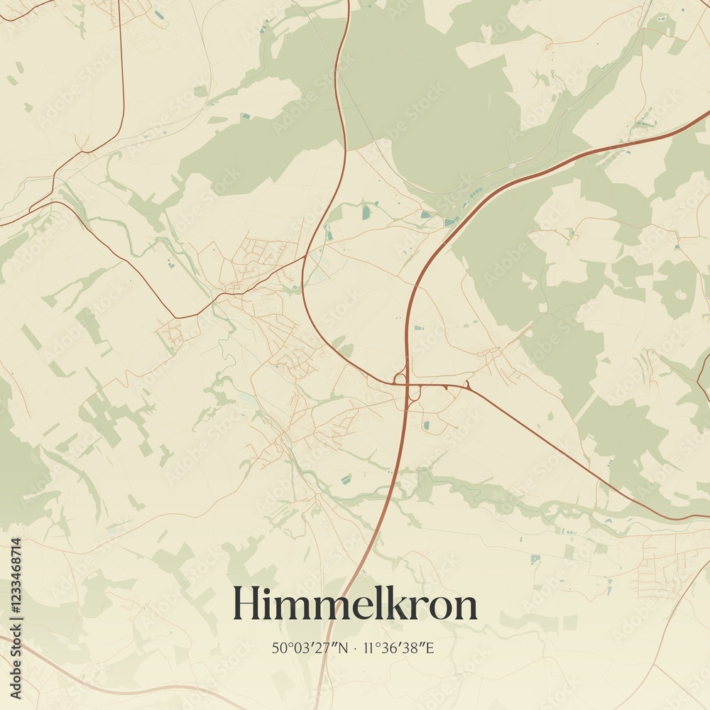 Fototapeta premium Vintage map of Himmelkron, Germany.