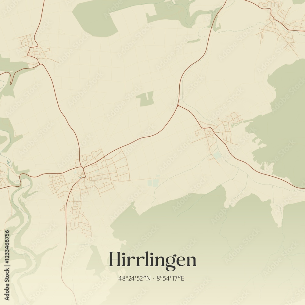 Fototapeta premium Vintage map of Hirrlingen, Germany.