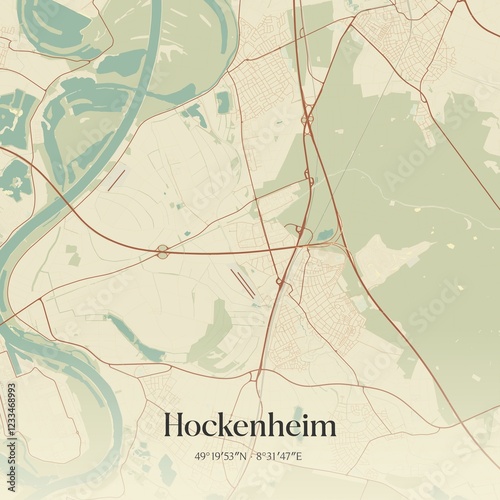 Vintage map of Hockenheim, Germany. photo