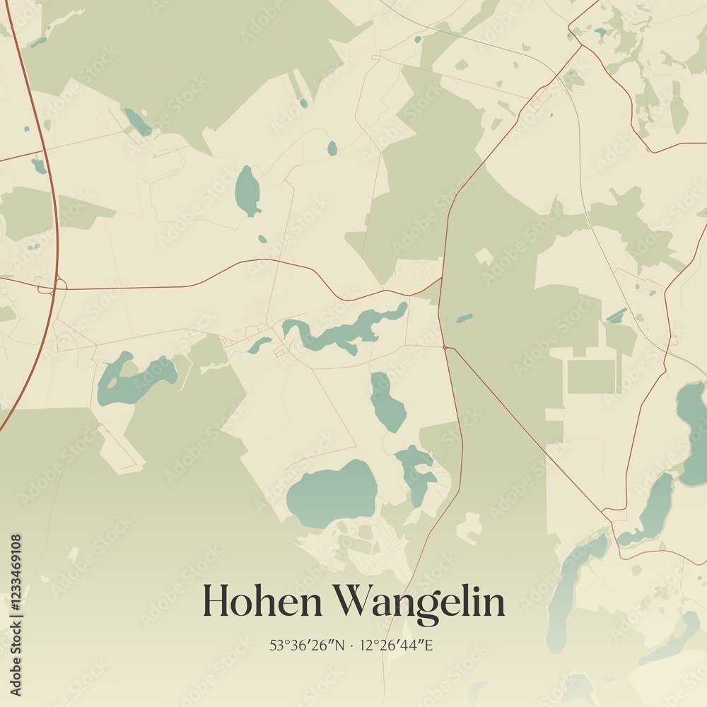 Obraz premium Vintage map of Hohen Wangelin, Germany.