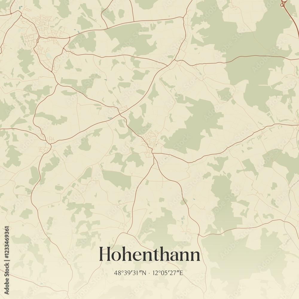 Fototapeta premium Vintage map of Hohenthann, Germany.