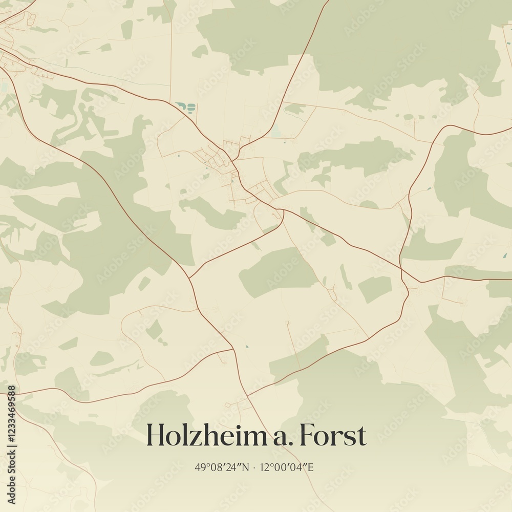 Fototapeta premium Vintage map of Holzheim a. Forst, Germany.