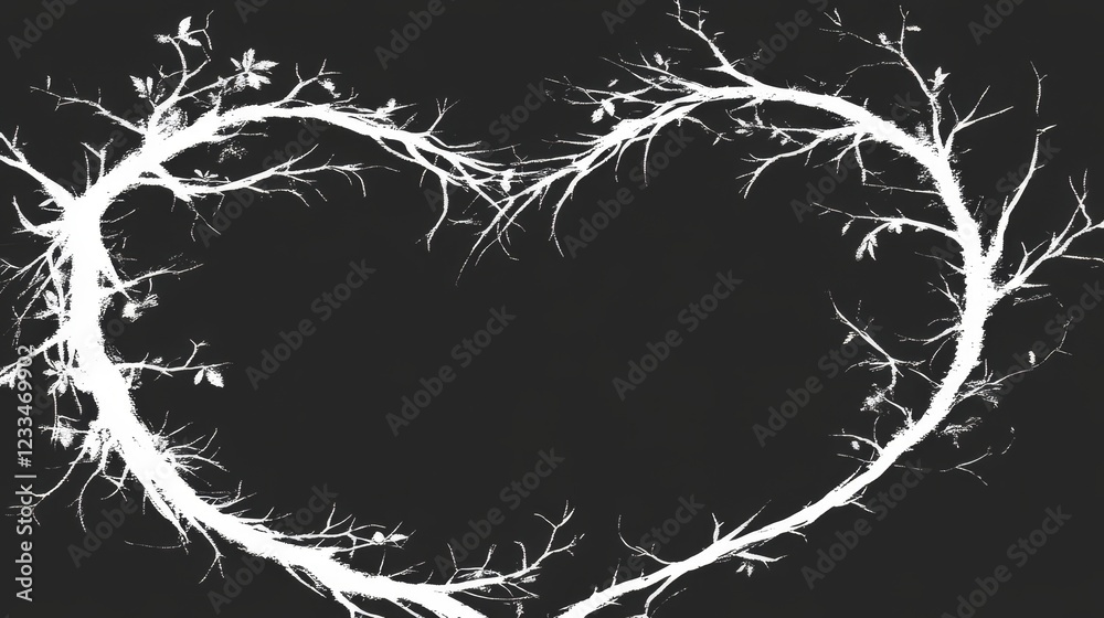 Fototapeta premium Heart Shaped Silhouette of Bare Winter Branches