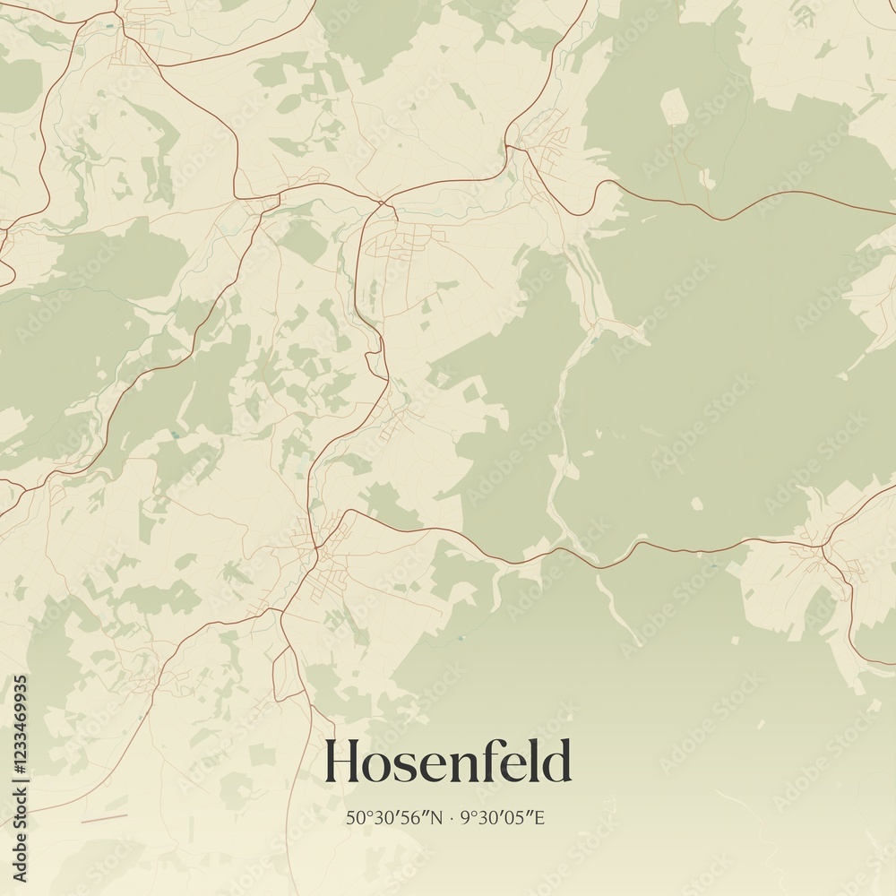 Fototapeta premium Vintage map of Hosenfeld, Germany.